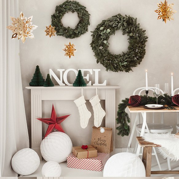 Hengende snøflak - 6-pakning - Gull Hengende snøflak - 6-pakning - Gull