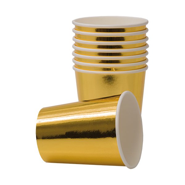 Pappkopper - Gull - 8-pakning