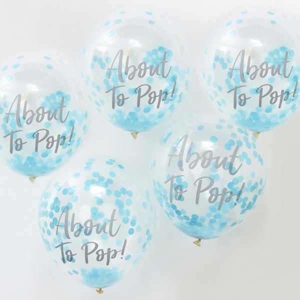 Konfettiballonger - Snart til  poppe - Bl - 5-pakning