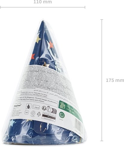 Festhatter - Bl med stjerner - 6-pakning