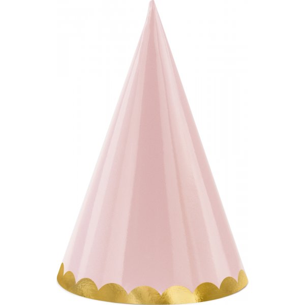 Festhatter - Pastellmiks med gullkant - 6-pakning