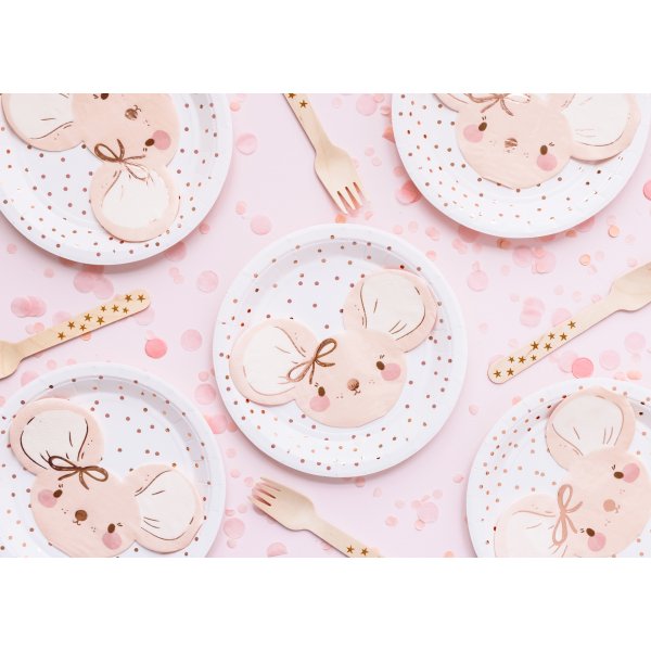 Servietter - Rosa mus med sløyfe - 20-pakning Servietter - Rosa mus med sløyfe - 20-pakning