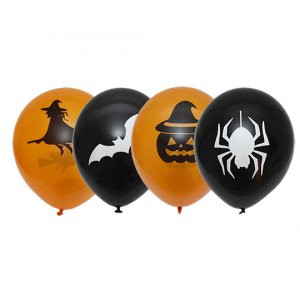 Ballongmiks - Halloween - Svart/Oransje - 6-pakning