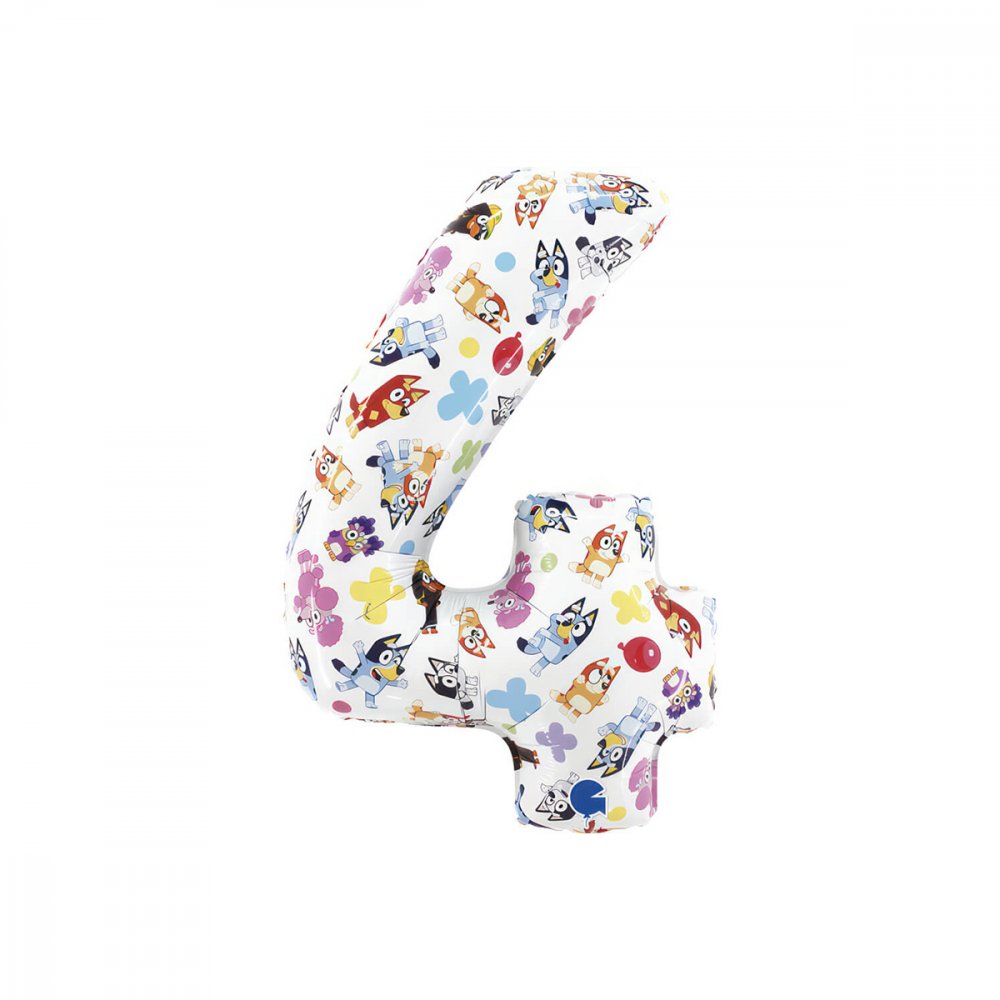 Ballongnummer – Blå – Fire – 66 cm – Tallballonger, Ballonger