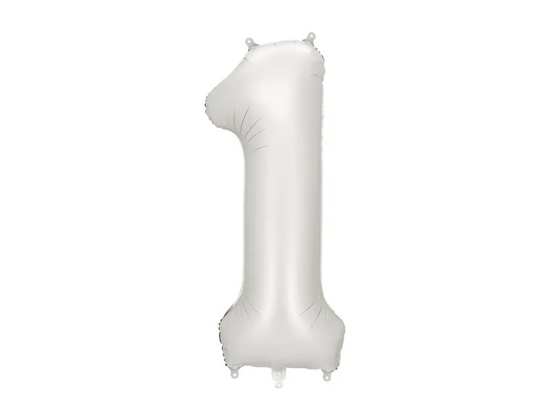 Tallballong – Matt sølv – 86 cm – Nummer: 1 – Tallballonger, Ballonger