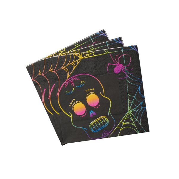 Servietter - Hodeskalle - Halloween - 20-pakning Servietter - Hodeskalle - Halloween - 20-pakning