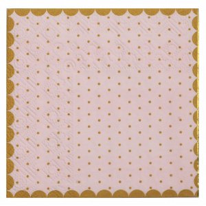 Sm servietter - Prikker med gullkant - Rosa