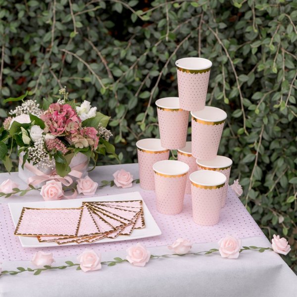 Papirkopper - Prikket med gull - Rosa - 10-pakning Papirkopper - Prikket med gull - Rosa - 10-pakning