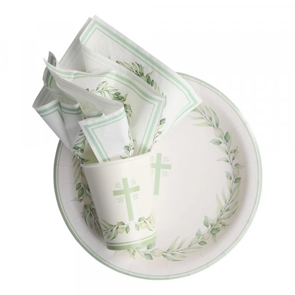 Papptallerkener - Kors - Hvit - 8-pakning - 23 cm Papptallerkener - Kors - Hvit - 8-pakning - 23 cm