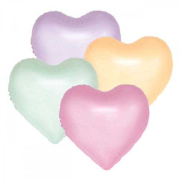 Folieballonger - Pastellhjerter - 46 cm - 4-pakning Folieballonger - Pastellhjerter - 46 cm - 4-pakning