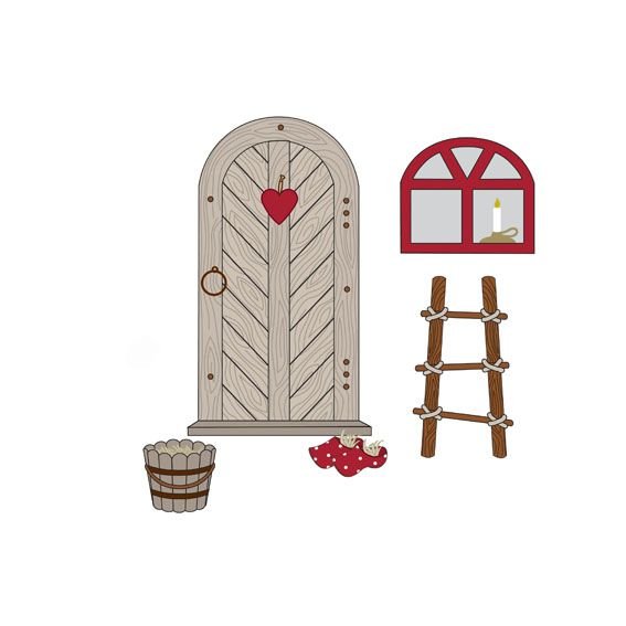 Nissedør - Byggesett - 5 deler - Trefarget Nissedør - Byggesett - 5 deler - Trefarget