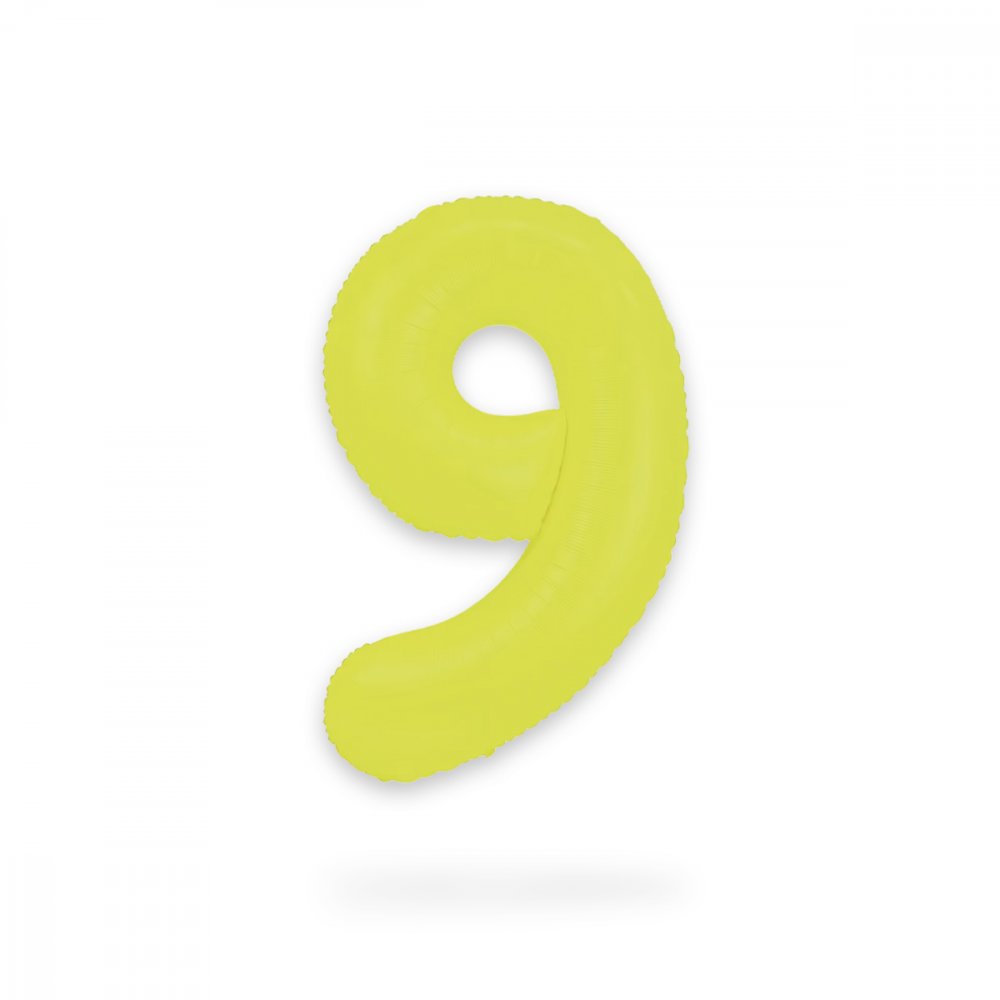 Ballongnummer – Neon Gul – 86 cm – Nummer: 9 – Tallballonger, Ballonger