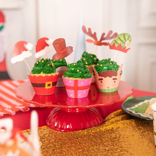 Cupcake-papir og kakestifter - Julemotiv - 12-pakning Cupcake-papir og kakestifter - Julemotiv - 12-pakning