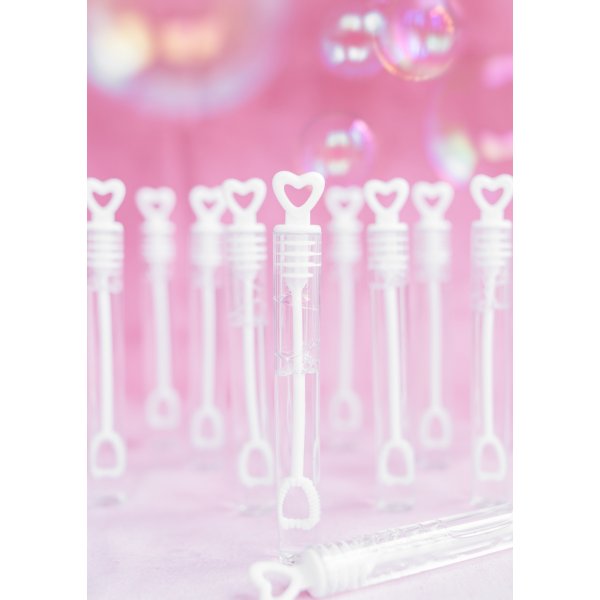 Bryllupsbobler - Hjertestav - 48-pakning - Hvit