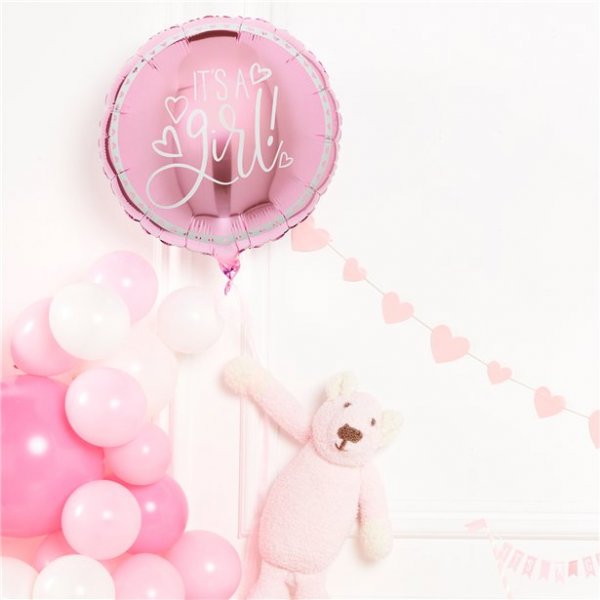 Folieballong - Det er en jente - Rosa hjerter Folieballong - Det er en jente - Rosa hjerter