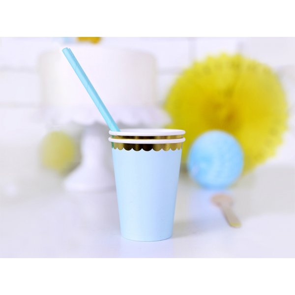 Papirkopper - Lysebl - Gullkant - 6-pakning