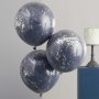 Stora konfettiballonger - Dubbelskiktat - Navy/Silver