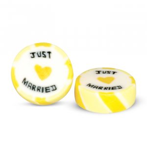Karameller - Just Married - Gul - Ca. 50 stk Karameller - Just Married - Gul - Ca. 50 stk