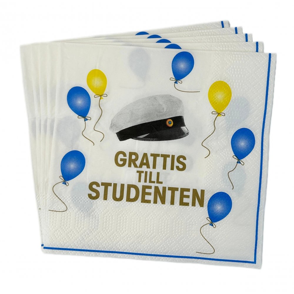 Servietter - Ballonger - Gratulerer med konfirmasjonen - 16-pakning - Alle studenter, Student