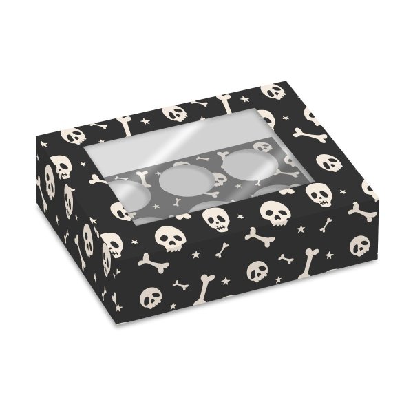 Cupcake-boks Halloween-skjelett til 6 cupcakes - 2-pakning Cupcake-boks Halloween-skjelett til 6 cupcakes - 2-pakning