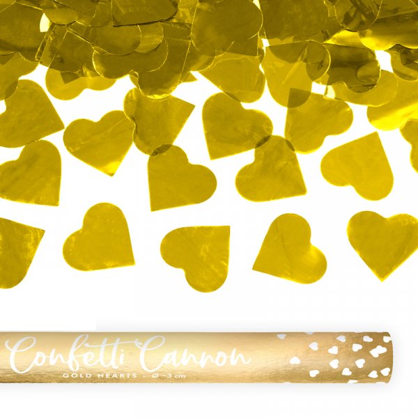 Konfettikanon - 60 cm - Gullhjerter