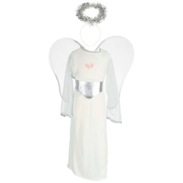 Englekostyme Barn M 110-120 cm Hvitt med S�lvdetaljer - Kostyme