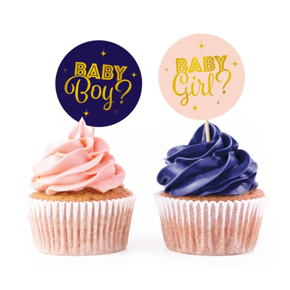 Kjekspinner - Gender Reveal - Rosa og blå - 12-pakning - Vimpler til babyshower, Pynt, Baby Shower