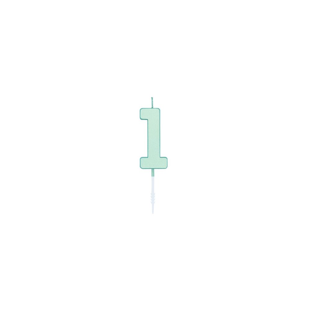 Kakelys – Pastell Mint – Nummer 1 – 4,5 cm – Kakelys, Kakepynt til fester