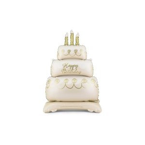 Folieballong - Kake - Beige/gull