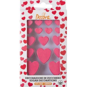 Sukkerpynt - Rde hjerter - 16-pakning