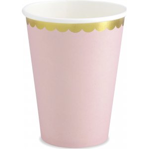 Papirkopper - Rosa - Gullkant - 6-pakning