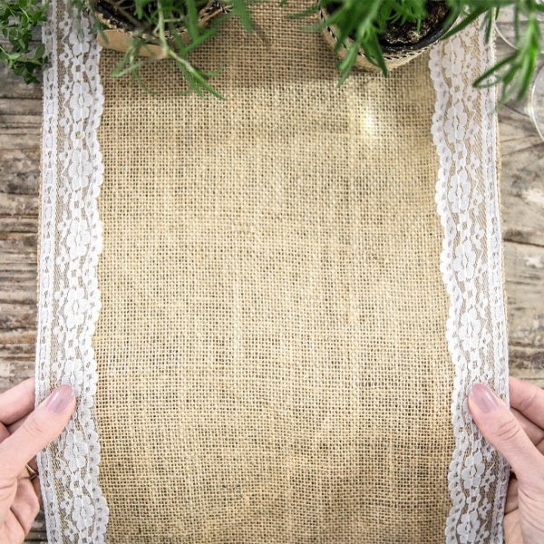Bordlper - Jute med blondekant