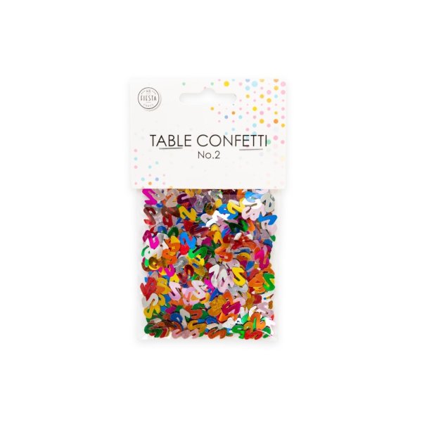Bordkonfetti - Nummer 2 - Metallisk fargemiks - 14 g Bordkonfetti - Nummer 2 - Metallisk fargemiks - 14 g
