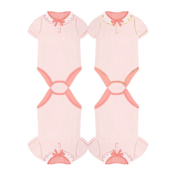 Servietter - Babybody - Rosa/Gull - 10-pakning