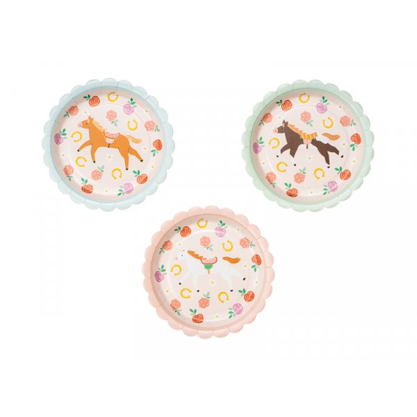 Hestetema-tallerkener - 6 stk