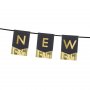 Vimpel med fransar - Happy New Year - Svart/Guld