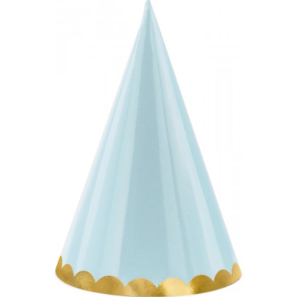 Festhatter - Pastellmiks med gullkant - 6-pakning