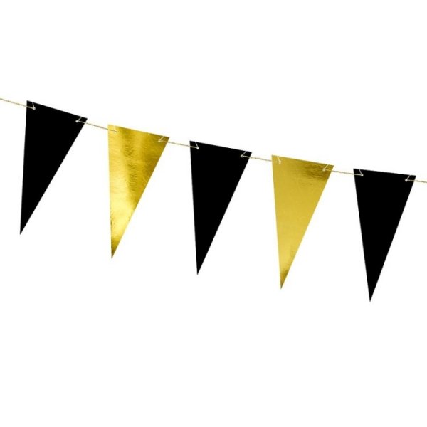 Vimpelgirlander - Mini - Svart og gull - 2,1 m