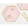 Papptallerkener - Blader - Rosa/Gull - 6-pakning Papptallerkener - Blader - Rosa/Gull - 6-pakning