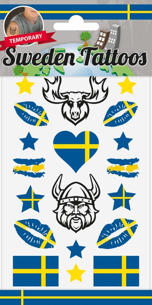 Tatoveringer - Blå/Gul - Sverige - Studentdekorasjon, Student