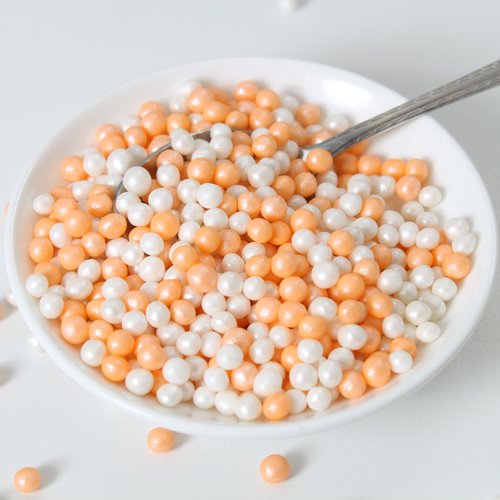 Myke sukkerperler - aprikos/hvit