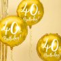 Rund folieballong - Guld - 40th Birthday