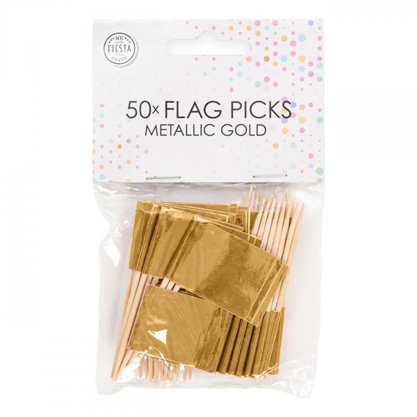 Cocktailflagg - Gull Metallic - 50-pakning Cocktailflagg - Gull Metallic - 50-pakning