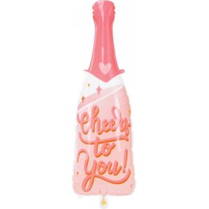 Folieballong - Rosa champagneflaske - Skl for deg