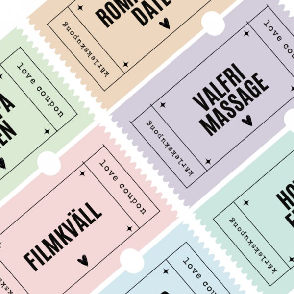 Kjærlighetskuponger - 8-pakning - Assorterte farger Kjærlighetskuponger - 8-pakning - Assorterte farger