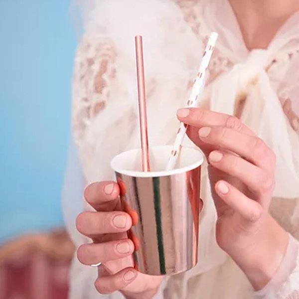 Sugerør - Hjerter - Roségull - 10 stk Sugerør - Hjerter - Roségull - 10 stk