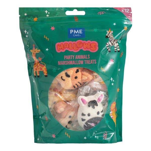 Kakedekorasjon - Safaridyr - Marshmallows - 12 stk Kakedekorasjon - Safaridyr - Marshmallows - 12 stk