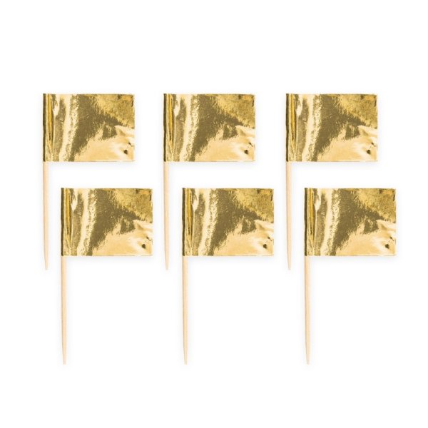 Cocktailflagg - Gull Metallic - 50-pakning