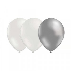 Ballonger - 15-pakning - Slv/Hvit/Metallisk hvit