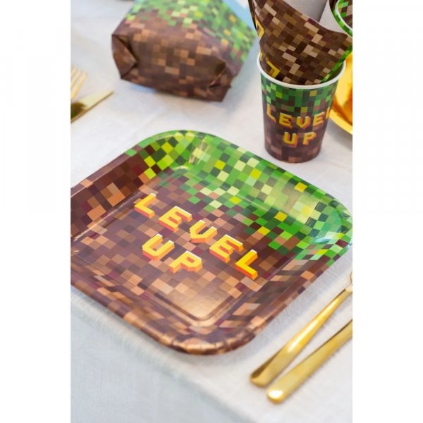 Papptallerkener - Pixel Level Up - 8-pakning - 23 cm Papptallerkener - Pixel Level Up - 8-pakning - 23 cm
